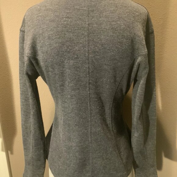 Vintage Sweater Nordstrom Brass Plum L Fitted Waist Luxe Gray V-Neck Cardigan - Picture 4 of 5